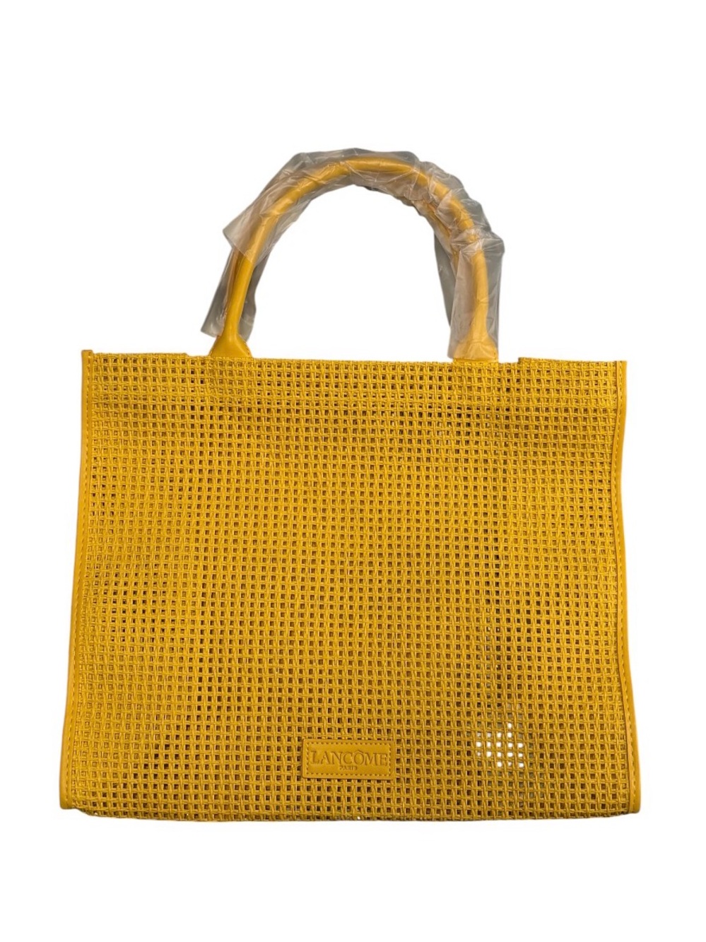 Lancôme Yellow Woven Tote Bag